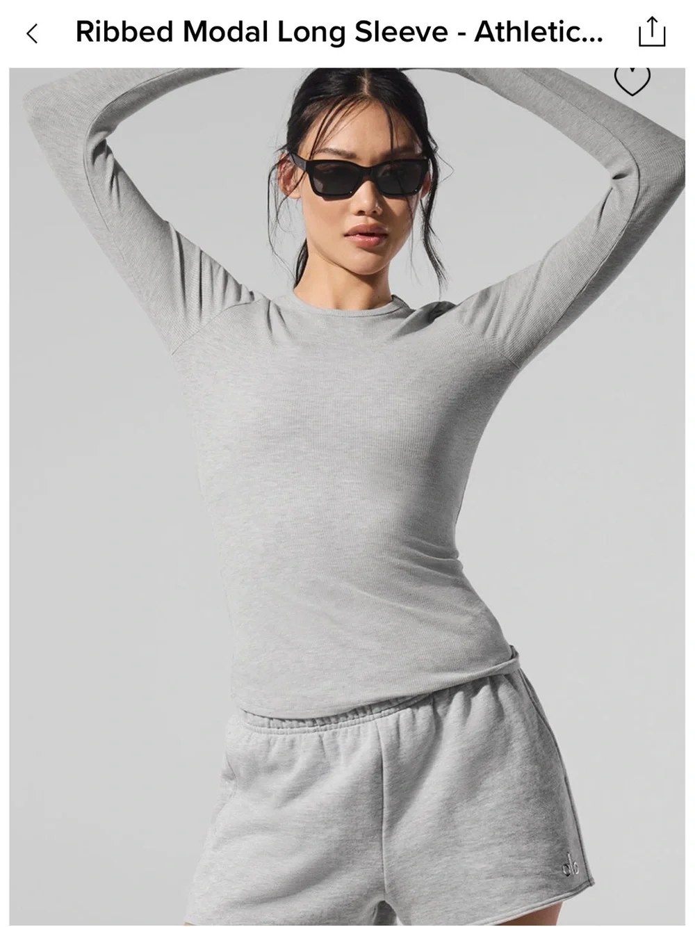 ALO Yoga Light Gray Ribbed Long Sleeve Crew